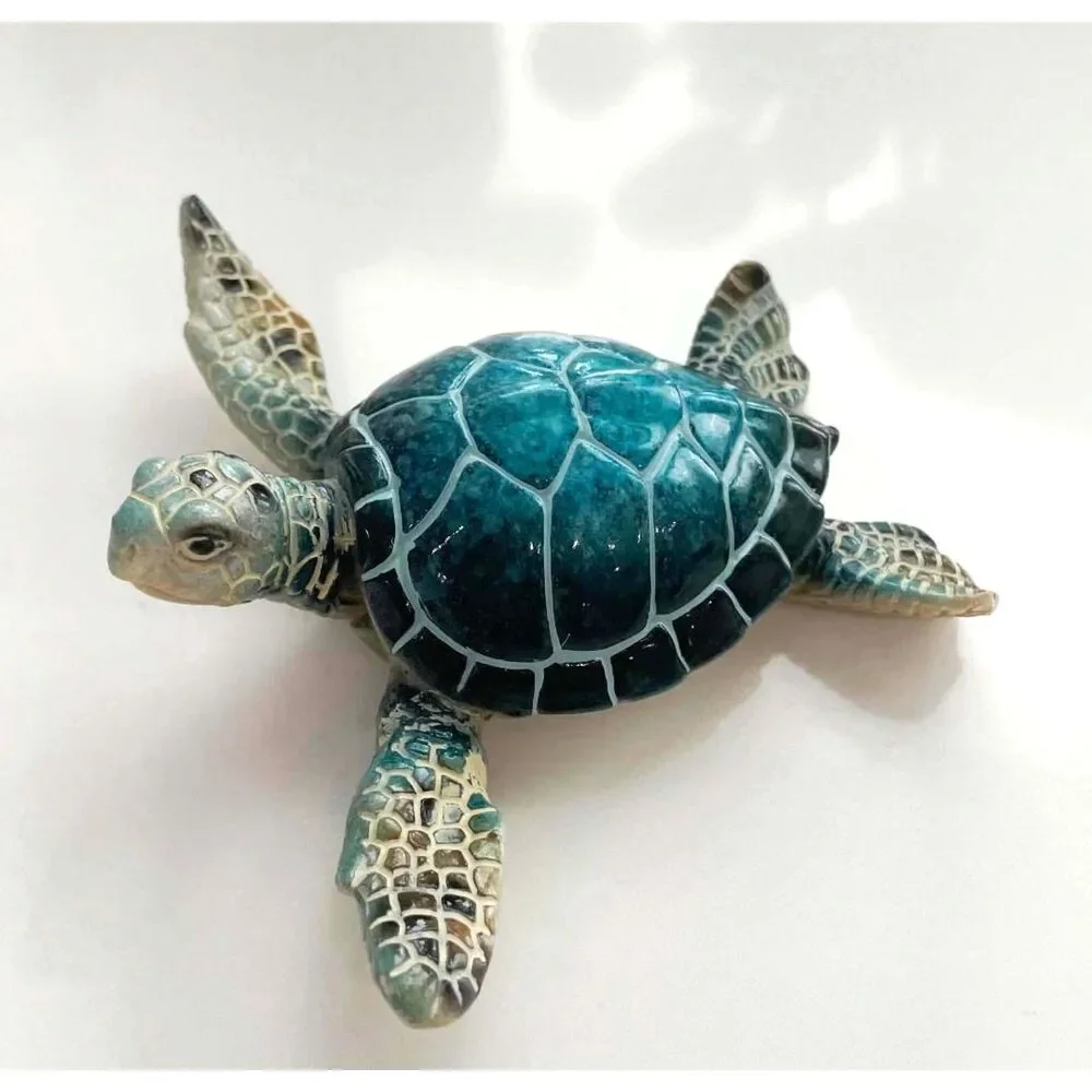 Blue Sea Turtle Painted Resin Figurine